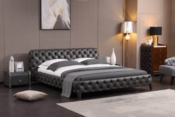 Black Upholstered Bed